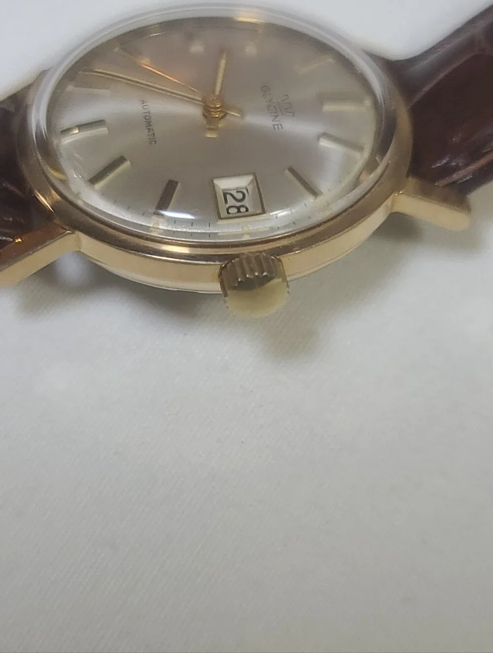 Glycine Vintage Automatic Swiss Made Gold Tone Date Watch